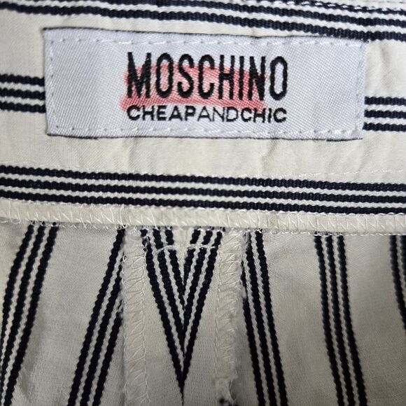 Moschino Women's Ivory Blue Striped Bermuda Shorts Sz 8 - Picture 3 of 6